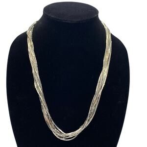 Women's Silvertone Multi Strand 23 Inches Clasp Closure Metal Chain Necklace